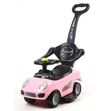 Детская каталка-толокар с родительской ручкой и музыкой Bambi M 5784-8 Розовый M 5784-8 фото