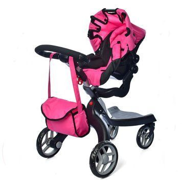 Прогулянкова коляска для ляльки з сумкою та люлькою перенесенням Stokke Melogo 9631 Рожевий 9631 фото
