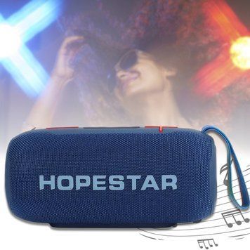 Музыкальная Bluetooth колонка с влагозащитной и LED подсветкой Hopestar H49 Синяя 02243/MB фото