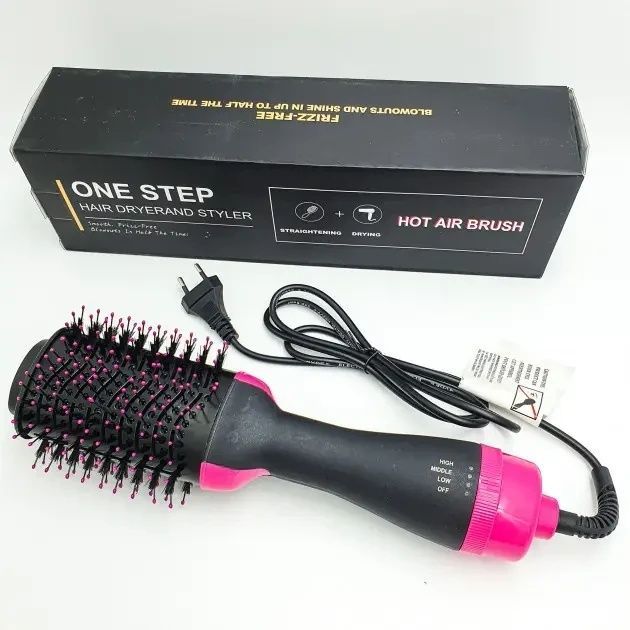 Фен - расчёска 3 в 1 One step Hair Dryer 1000 Вт 3 режима выпрямитель для укладки волос стайлер WM-001 14388/MG фото