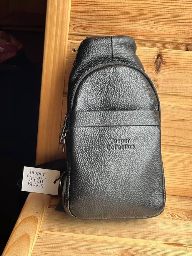 Мужская сумка однолямочная через плечо Сумка-слинг Backpack for men AND JASPER Рюкзак черный эко-кожа 3069/AND фото
