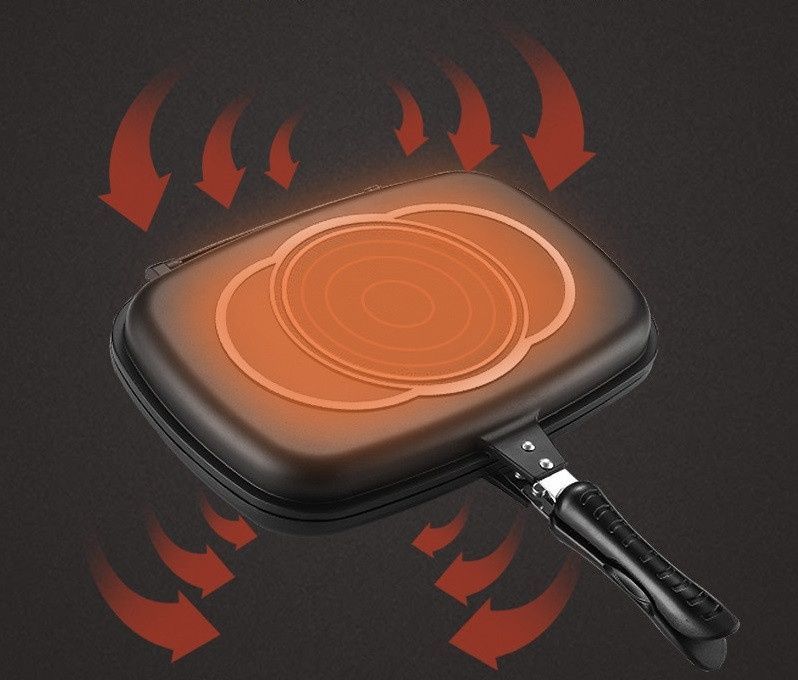 Сковорода-гриль двойная с антипригарным покрытием Double grill PAN Сковорода для кухни 32 см 7119-ч/GR фото
