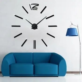 Великий настінний 3D годинник DIY Clock Дзеркальний настінний годинник зі стрілками Чорного кольору 8094-1/GR фото