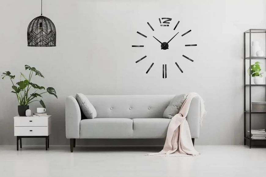 Великий настінний 3D годинник DIY Clock Дзеркальний настінний годинник зі стрілками Чорного кольору 8094-1/GR фото