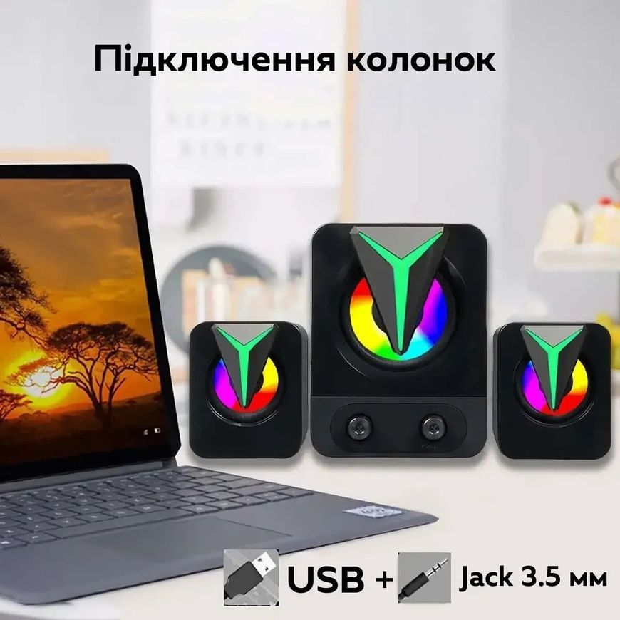 Музичні дротяні колонки для комп'ютера з сабвуфером 2.1 FT-25 8786/EW фото
