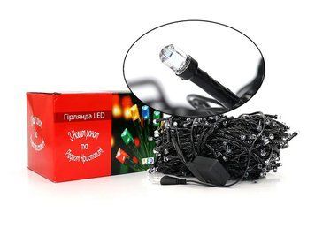 Светодиодная гирлянда с формой лампы Рубинка большая на 100LED и черной проволоки Теплый белый 8643/EW фото