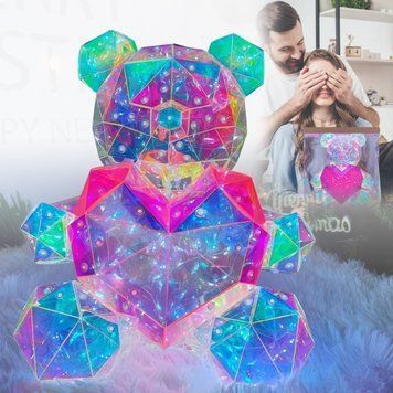 Світлодіодний нічник-світильник Ведмедик 25 см з рожевим серцем Love Bear PINK USB 8211/GR фото