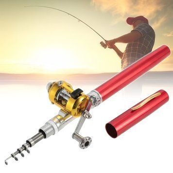 Мини удочка складная телескопическая в виде ручки 20-97 см Fish Rod in Pen Case Карманная удочка с катушкой 2181/AND фото