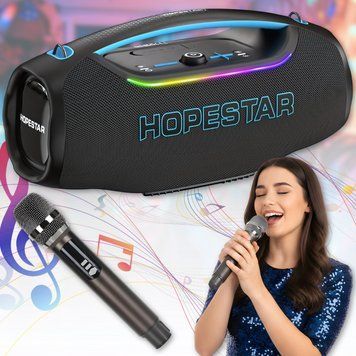 Портативна Bluetooth колонка з бездротовим мікрофоном Hopestar A60 ULTRA 450W Чорна 17516/MG фото
