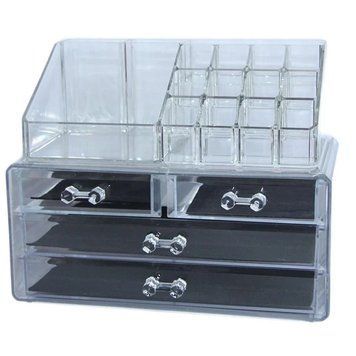 Органайзер для косметики Makeup Organizer Box Прозрачный акриловый настольный ящик на 4 секции 01009/D фото