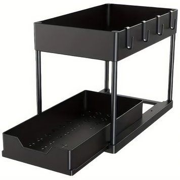 Кухонный органайзер с выдвижным ящиком Kitchen Storage Rack Универсальный двухуровневый органайзер для кухни 7593/GR фото
