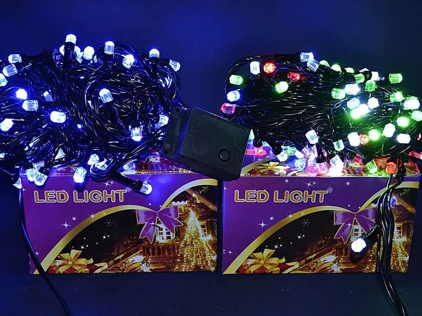 Электрическая гирлянда с формой лампы Рубинка большая на 100LED LED100B-8 и черной проволоки Синий 8645/EW фото