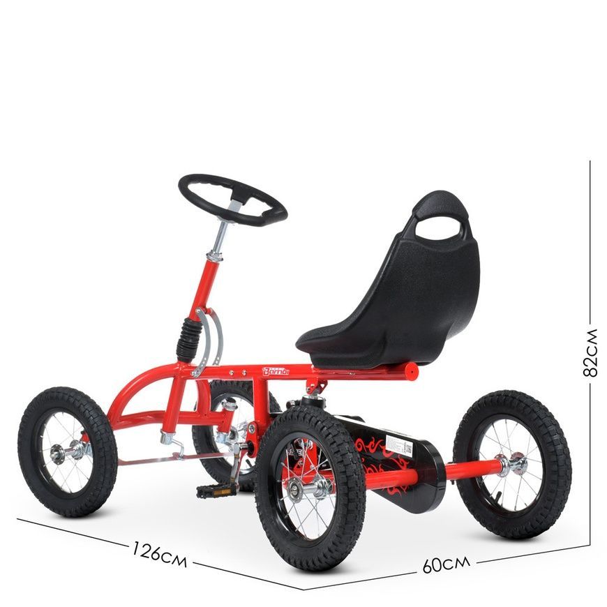 Детский карт с регулировкой руля и сиденья Bambi M 1697-3-2 Красный Педальная машинка веломобиль M 1697-3-2 фото