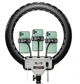 Профессиональная кольцевая LED лампа на 48 см RL-19 Кольцевая лампа с креплением для телефона 01439/D фото