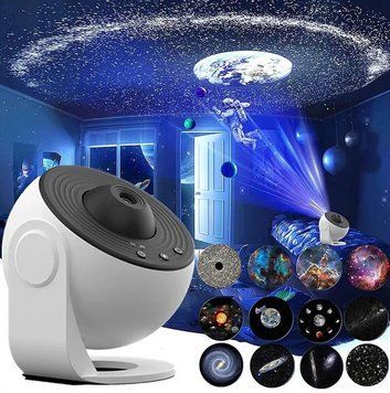 Проектор-нічник зіркового неба Galaxy Projector 360 &deg; з 13 космічними слайдами та таймером сну 1843-1/DM фото