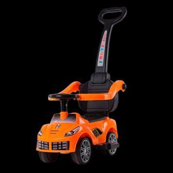 Дитяча каталка-толокар з батьківською ручкою та музикою Bambi M 5728L-7 Помаранчевий M 5728L-7 фото