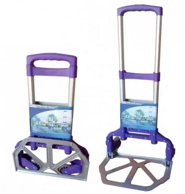 Портативная складная тележка на колесиках до 80 кг Folding Hand Truck Фиолетовая Алюминиевая С мягким ходом 7815/GR фото