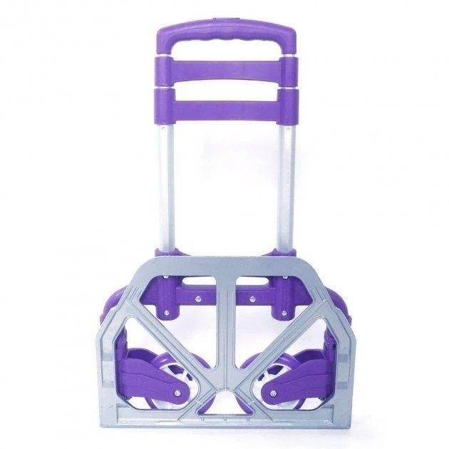 Портативная складная тележка на колесиках до 80 кг Folding Hand Truck Фиолетовая Алюминиевая С мягким ходом 7815/GR фото