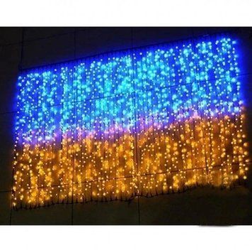 Гірлянда світлодіодна штора на 160 LED 2х2 м колір світіння Прапор України Гірлянда патріотична жовто-блакитна 7583/GR фото