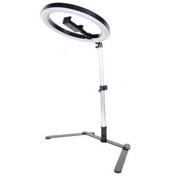 Настольная кольцевая светодиодная LED лампа с креплением для телефона Ring Light 26 см LED Лампа для блогеров VEN0174/VEN фото