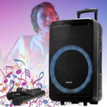 Портативна Bluetooth колонка-валіза з пультом, підсвічуванням та 2 мікрофонами ZXX-7676 60Вт 8162/EW фото