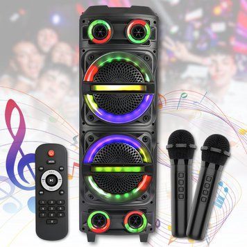 Портативна колонка Bluetooth 2х8" з двома бездротовими мікрофонами та пультом ДК ZQS8231 60W 6094/EW фото