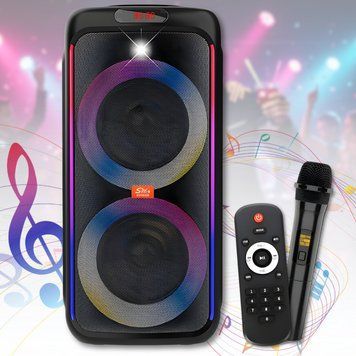 Портативна колонка Bluetooth 2х6.5" з бездротовим мікрофоном, пультом та RGB підсвічуванням ZQS6238 40W 6096/EW фото