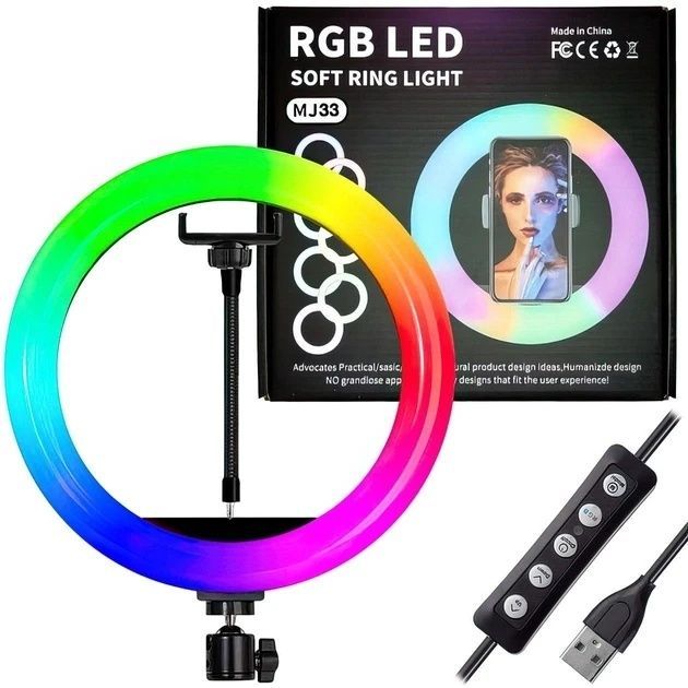 Кільцева світлодіодна LED лампа з пультом та тримачем для телефону MJ30 RING LIGHT 7618/SP фото