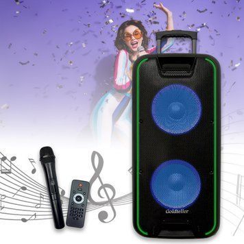 Переносна колонка Bluetooth з двома караоке мікрофонами та пультом Goldteller GT-6067 14865/MG фото