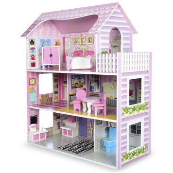 Детский игрушечный трехэтажный домик для кукол TREE TOYS MD 1204 Игрушечный домик с мебелью MD 1204 фото