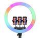 Лампа кольцевая 56 см RGB MJ56 с пультом Кольцевая LED лампа 2 м с тремя держателями телефона 02397/MB фото 2