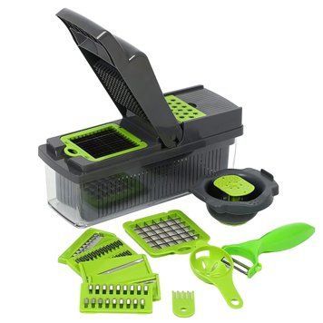 Багатофункціональна овочерізка зі змінними насадками 14в1 Vegetable Salad Cutter Терка для овочів з контейнером 7410/GR фото