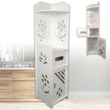 Кутовий стелаж-шафа для ванної кімнати 18х20х80 см Flowers Білий НФ-00008966/MX фото