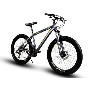 Горный велосипед с алюминиевой рамой 18" на 26&Prime; колесах Unicorn Fat-Bike Rocket Серо-желтый Rocket 26 Серо-желтый фото