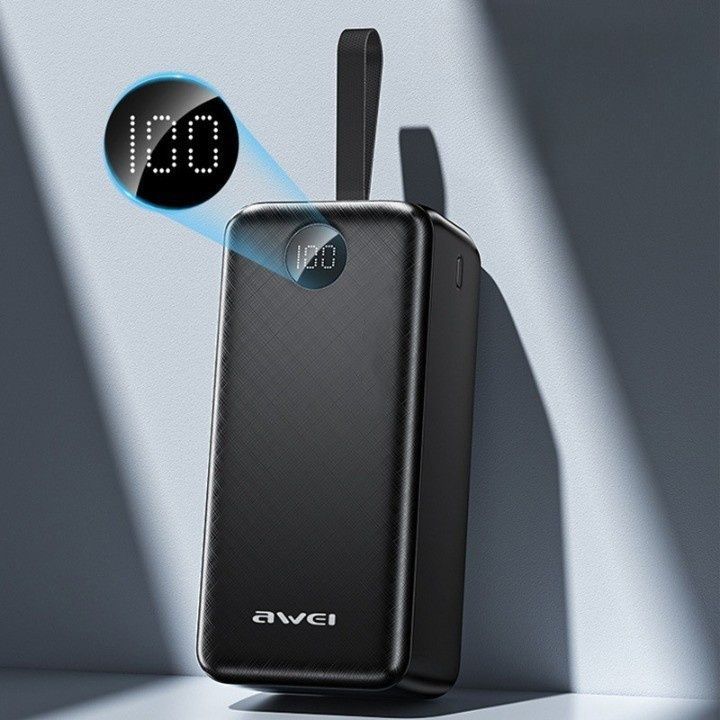 Портативное зарядное устройство Power Bank с индикатором заряда и ремешком на руку AWEI P114K 50000 mAh Черный 9573/SP фото