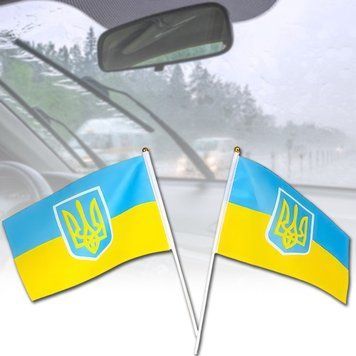 Флаг Украины 14&times;21 см на пластиковом штоке 30 см 2-33 Упаковка 25 шт. 84339/KL фото