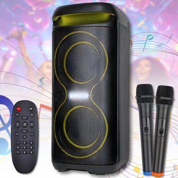 Акустична Bluetooth колонка 2х6" з двома мікрофонами, пультом ДУ та RGB ZXX-5570 30W 6299/EW фото
