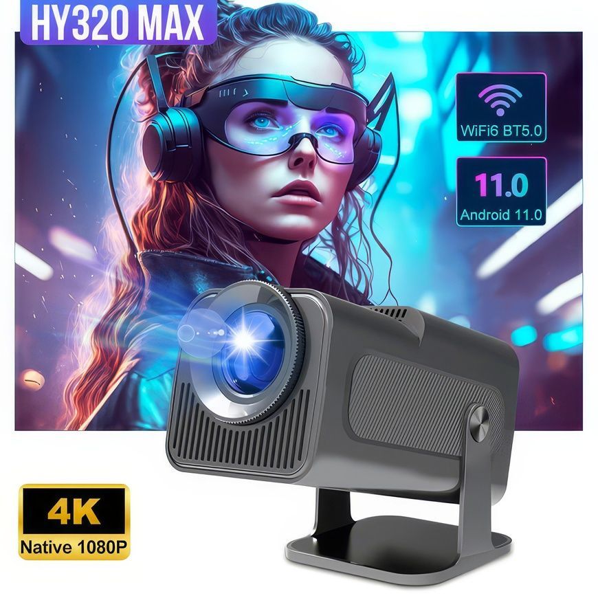 Ігровий смарт проектор з 2 джойстиками, пультом та іграми HY320 MAX Android 11 17096/MG фото