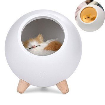 Креативний портативний дитячий нічник Котик у будиночку Cat House Білий Світильник з регулюванням яскравості 7958/GR фото