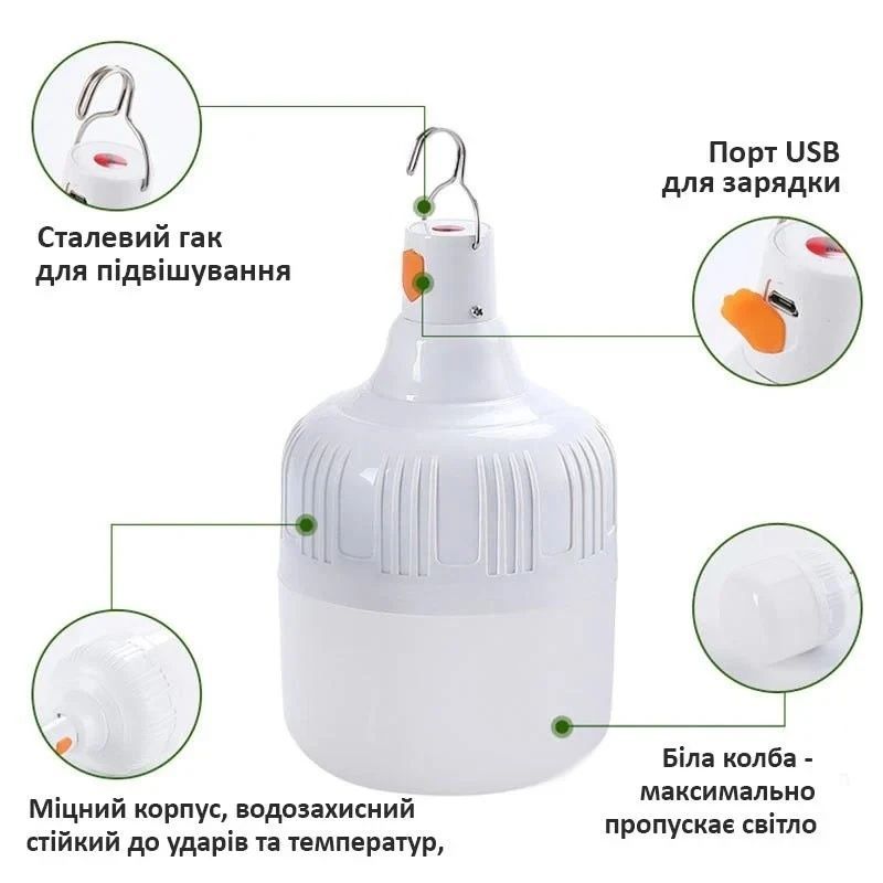 Подвесная светодиодная LED лампа с крючком 3 режима свечения AKL-02 105мм Кемпинговая аккумуляторная лампа 16853/MG фото