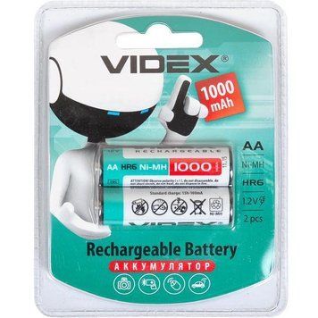 Аккумуляторы в виде батареек перезаряжаемые VIDEX АА 1000 V-292335 в упаковке 2 шт 89151/KL фото