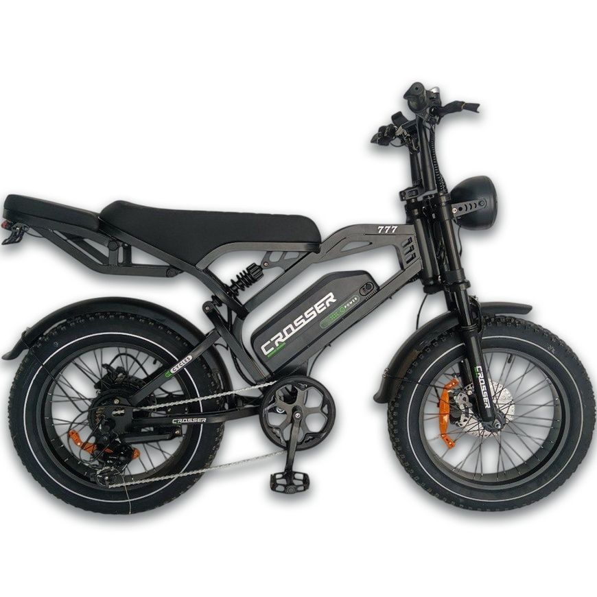 Электрофетбайк на 20" дюймовых колесах и 500W моторе с скоростью 50 км/ч Crosser 777 Черный 777/AZ фото