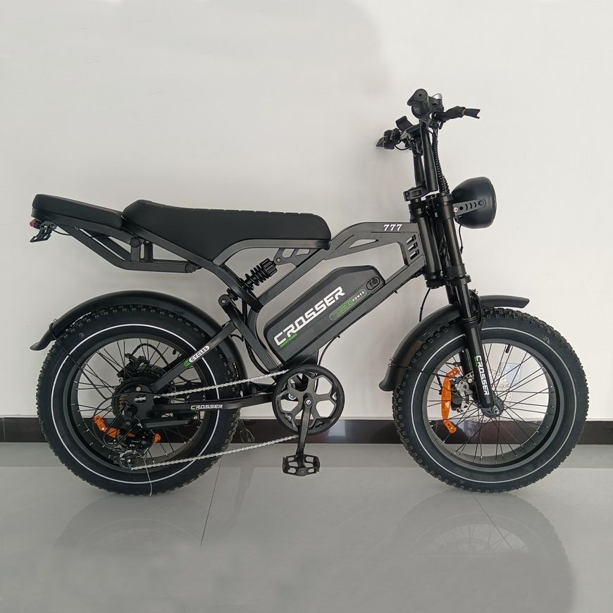 Электрофетбайк на 20" дюймовых колесах и 500W моторе с скоростью 50 км/ч Crosser 777 Черный 777/AZ фото