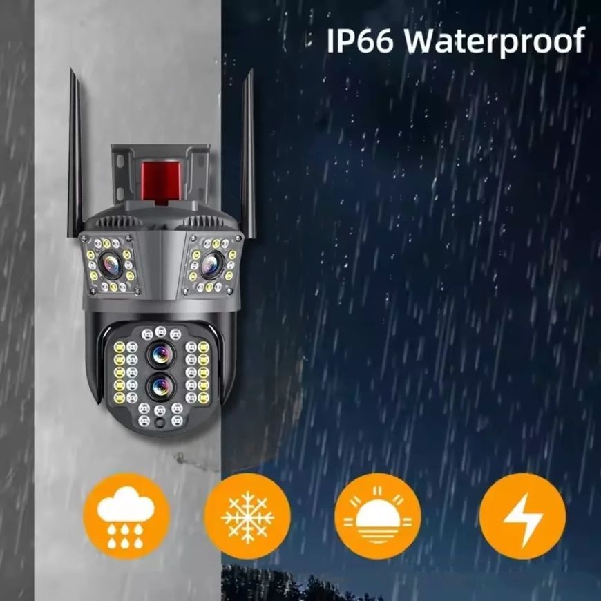Камера відеоспостереження потрійна на 12 мегапікселів 3L-V35-WIFI IPC-3L-V33 Чорна 16976/MG фото