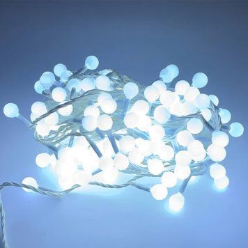 Новогодняя LED гирлянда-нить с белым проводом и холодным белым свечением String-Lights 200W-6-1 12 метров НФ-00005670/MX фото
