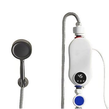 Електричний проточний водонагрівач із душем Electric water heater RYK-007 Бойлер кран настінний проточний 7695/GR фото