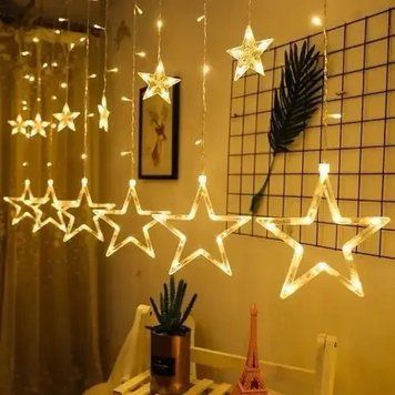 Гірлянда "Зіркопад" у вигляді штори 3x1м LED, 8 режимів мерехтіння Теплий білий 3890-2Ж/GR фото