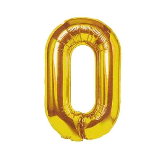 Фольгована фігурна кулька у формі цифри №0 висота 40 см золото/срібло в упаковці 1 шт 97873/KL фото