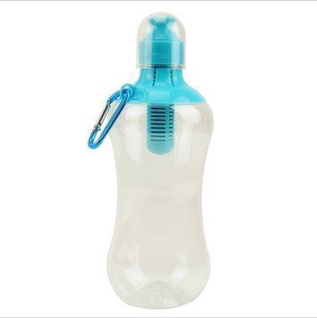 Пластикова пляшка для води з фільтром та карабіном 550 мл Bottle Спортивна пляшка для води Блакитний 2355-2/AND фото