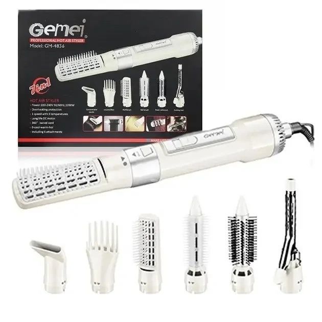 Фен-стайлер для волос 7 в 1 Professional Hot Air Styler Gemei GM-4836 Набор для укладки 7460/SP фото